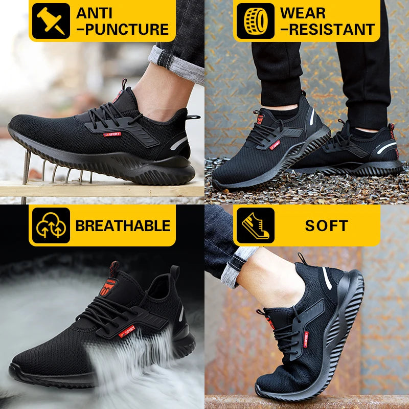 Safety Shoes Men With Steel Toe Cap Anti-smash Men Work Shoes Sneakers