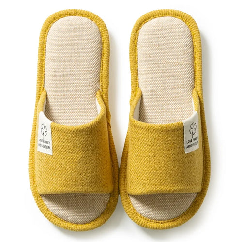 2024 Hot Linen Slippers Women Men Spring Autumn Home Flip Flops Thick