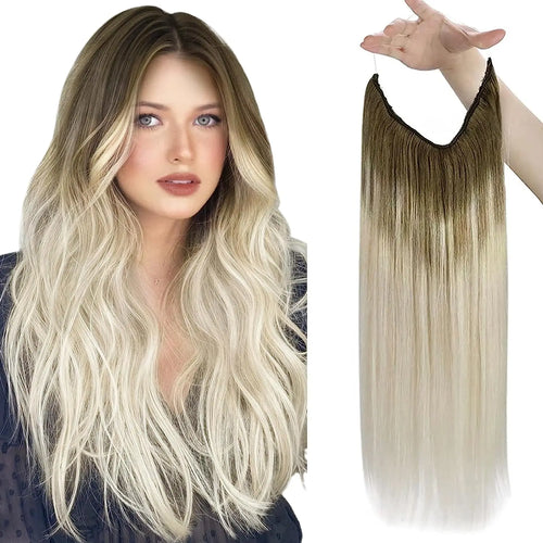 VeSunny Fish Line Human Hair Extension Wire Natural Hair OnePiece
