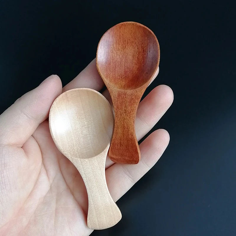 4Pcs Mini Wooden Spoons Small Kitchen Spice Condiment Spoon Sugar Tea