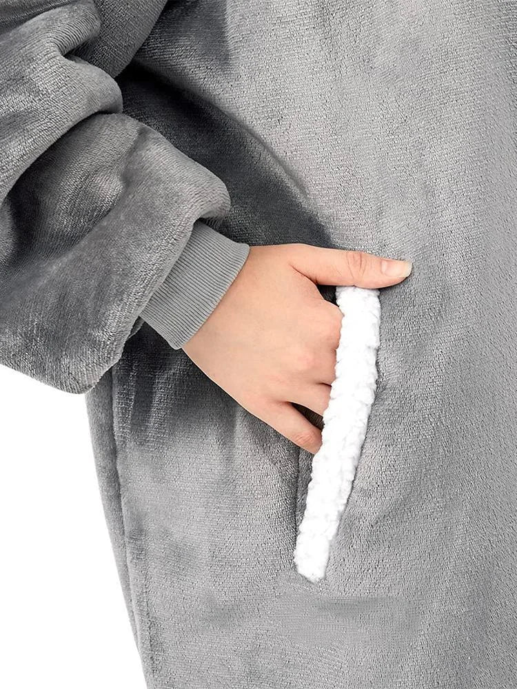 Women Hoodie Blanket Winter Warm Fleece Sweathirt Blanket Oversized