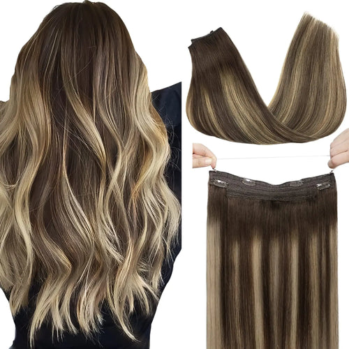 Natural Human Hair Extensions Invisible Wire Hair Extensions Straight