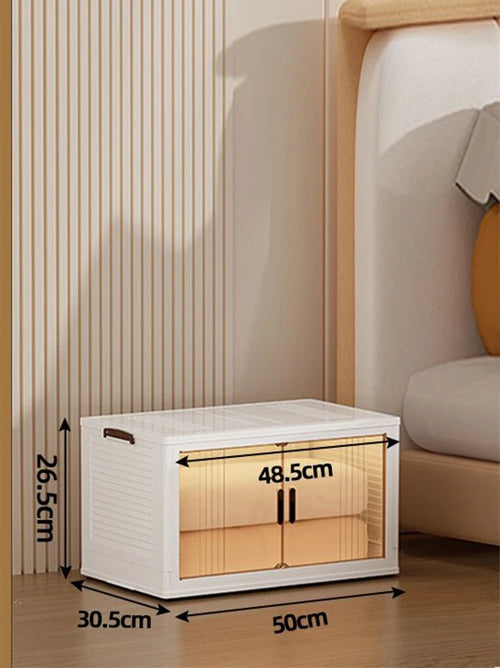 Large Double Door Open Folding Storage Box with Lid Wheels Stackable