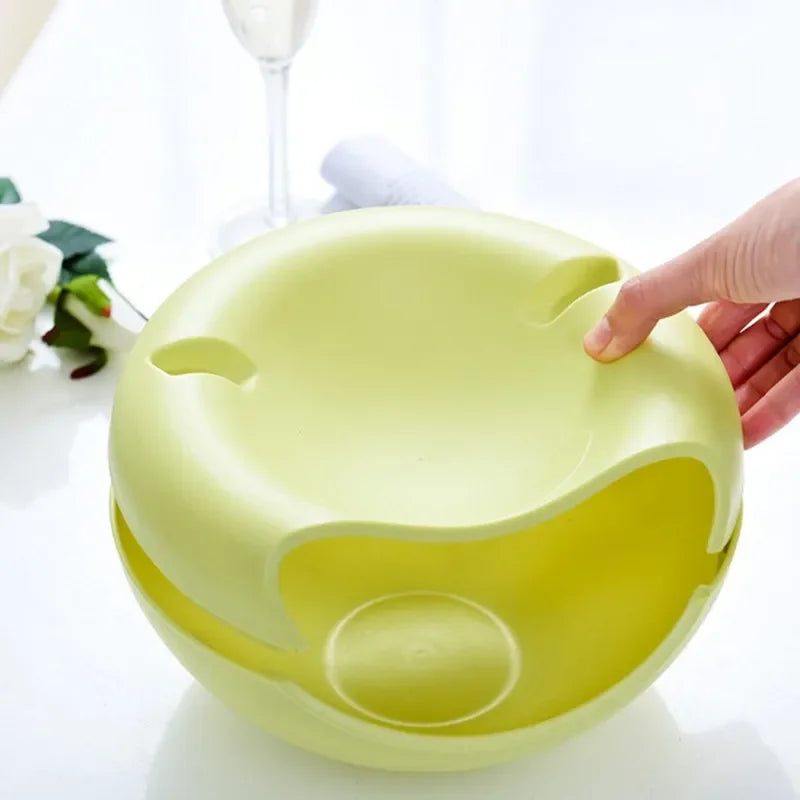 Lazy Snack Bowl Plastic Double-Layer Snack Storage Box Bowl Fruit Bowl