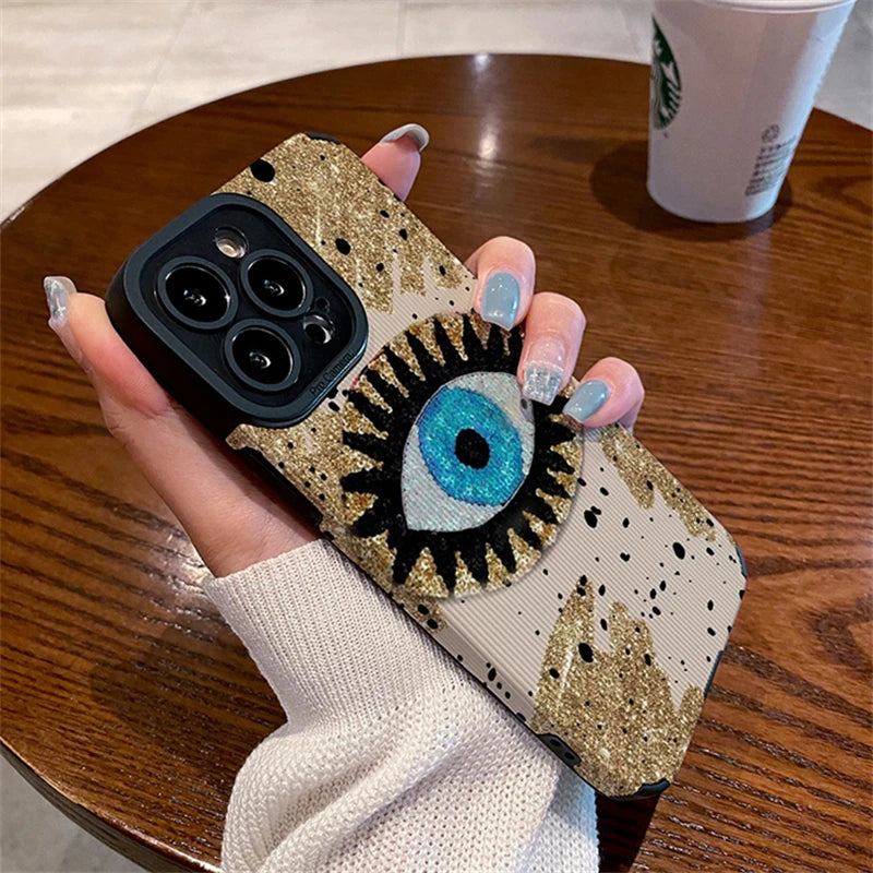 Stylish Blue Eye Soft Silicone Phone Case For iPhone 15 14 13 12 11