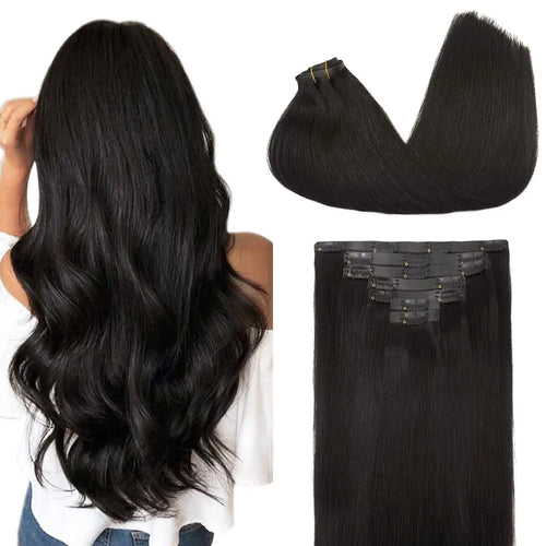 Seamless PU Clip Hair Extensions Human Hair Invisible Balayage Ombre