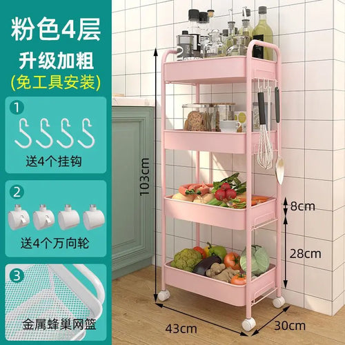 Trolley Storage Rack Floor Multi-layer Storage Rack Bathroom Wheeled