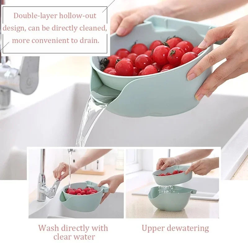 Snack Bowl Plastic Double-Layer Snack Kitchen Storage Box Bowl Fruit