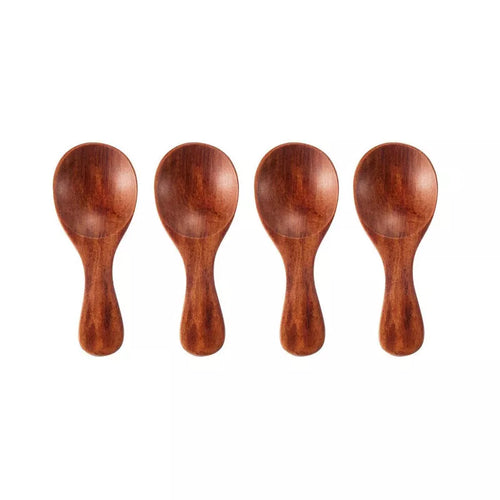 4Pcs Mini Wooden Spoons Small Kitchen Spice Condiment Spoon Sugar Tea