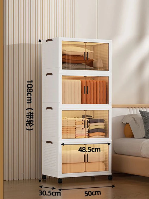 Large Double Door Open Folding Storage Box with Lid Wheels Stackable