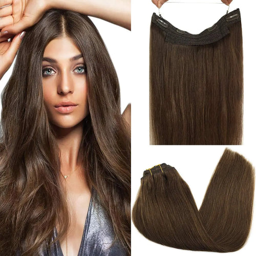 Natural Human Hair Extensions Invisible Wire Hair Extensions Straight