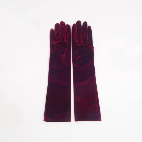 Punk Long Gloves Retro 45cm Velvet Performance Mittens Evening Dress