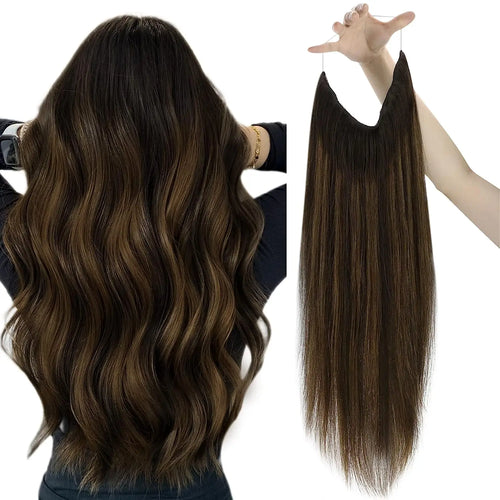 VeSunny Fish Line Human Hair Extension Wire Natural Hair OnePiece