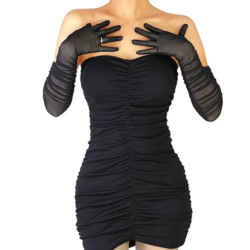 Women's Sexy Transparent Gloves Mesh Tulle Extra Long Gloves Opera