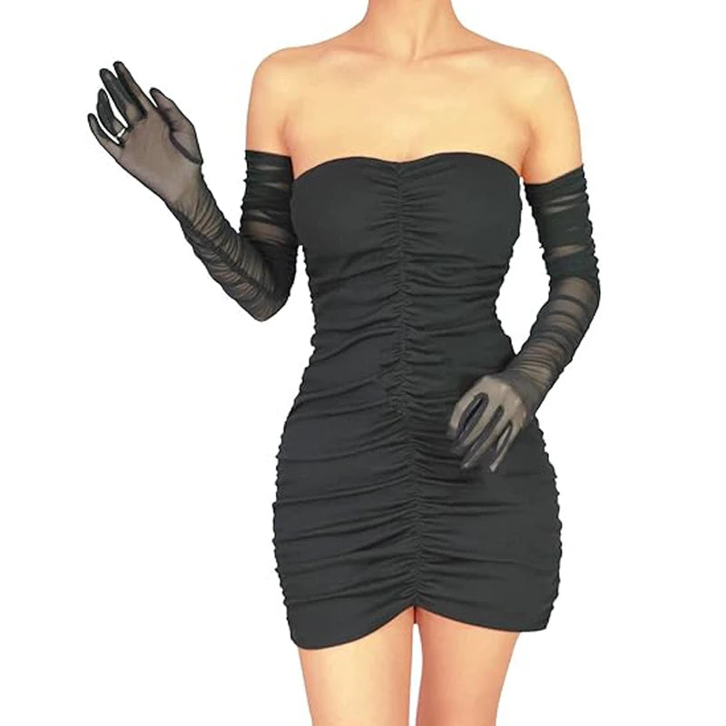 Women's Sexy Transparent Gloves Mesh Tulle Extra Long Gloves Opera