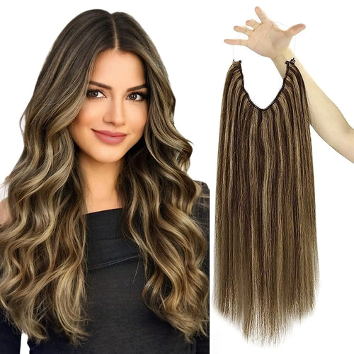 VeSunny Fish Line Human Hair Extension Wire Natural Hair OnePiece