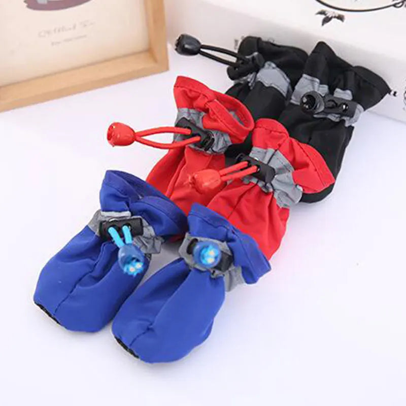 4PCS Pet Shoes Waterproof Anti-slip Rain Snow Boots Footwear Thick For