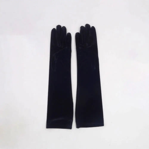 Punk Long Gloves Retro 45cm Velvet Performance Mittens Evening Dress