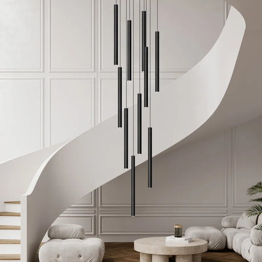 Long LED Pendant Lamp Hanging Modern Living Room Lamp Villa Staircase