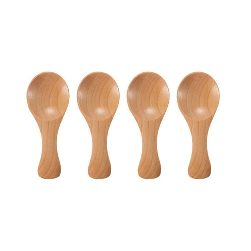 4Pcs Mini Wooden Spoons Small Kitchen Spice Condiment Spoon Sugar Tea