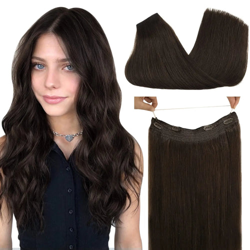 Natural Human Hair Extensions Invisible Wire Hair Extensions Straight