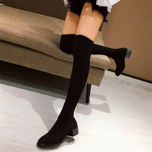 Women's Over The Knee Sock Boots Knitting Sock Boots Pointed Toe