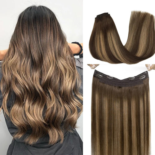 Natural Human Hair Extensions Invisible Wire Hair Extensions Straight