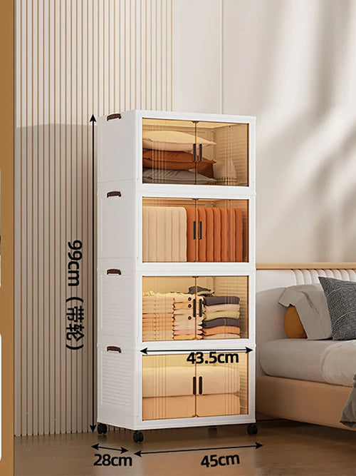 Large Double Door Open Folding Storage Box with Lid Wheels Stackable