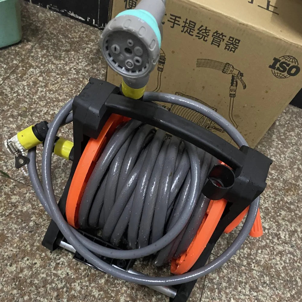 Portable Garden Hose Reel Include 12m Hose Wall/Floor Mounted Hose