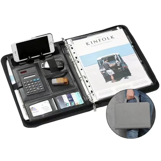 A4 Portable File Folder with Calculator Binder Organizer Manager