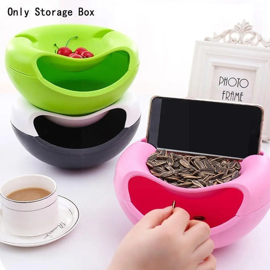 Creative Household Lazy Snack Bowl Plastic Double-Layer Storage Plate