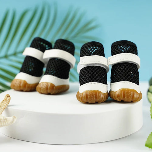 4pc Breathable Mesh Summer Dog Shoes Durable Anti-Slip Bottom