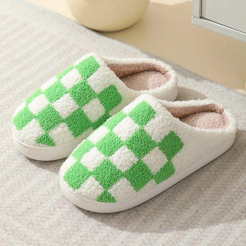 Women Warm Short Plush Slippers Cushion Slides Soft Warm Comfort Flat