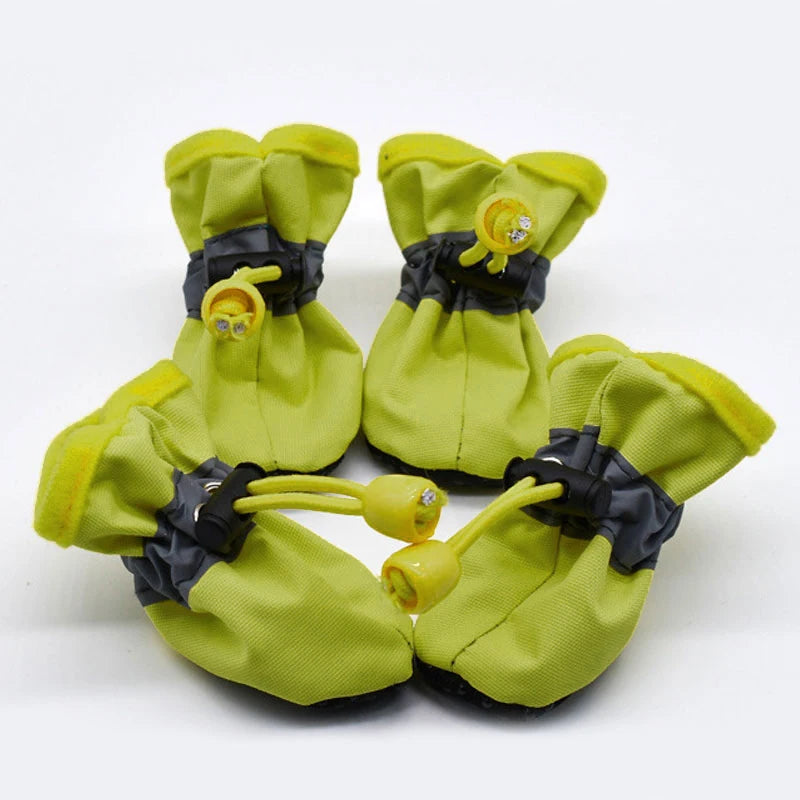 4PCS Pet Shoes Waterproof Anti-slip Rain Snow Boots Footwear Thick For