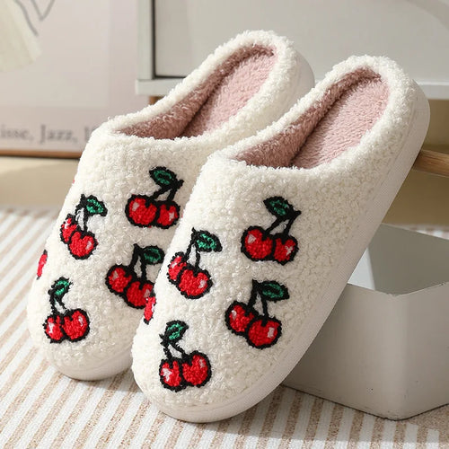 Women Warm Short Plush Slippers Cushion Slides Soft Warm Comfort Flat
