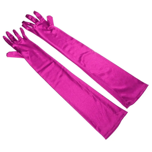 1 Pair Women's Evening Party Formal Gloves Solid Color Satin Long