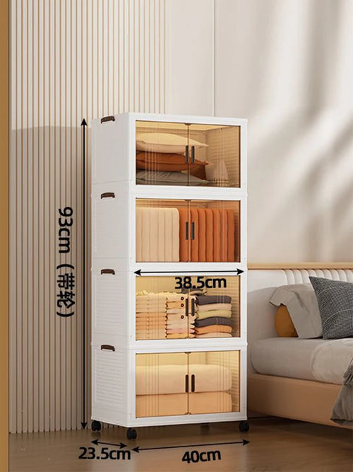 Large Double Door Open Folding Storage Box with Lid Wheels Stackable