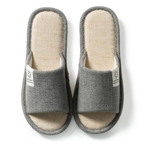2024 Hot Linen Slippers Women Men Spring Autumn Home Flip Flops Thick