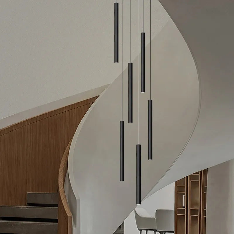 Long LED Pendant Lamp Hanging Modern Living Room Lamp Villa Staircase