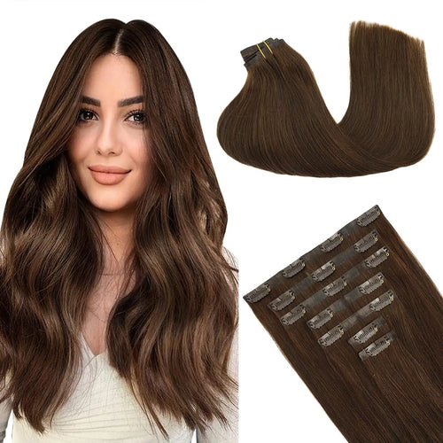 Seamless PU Clip Hair Extensions Human Hair Invisible Balayage Ombre