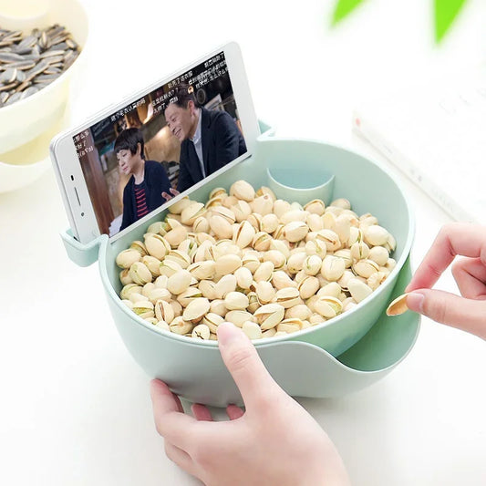 Snack Bowl Plastic Double-Layer Snack Kitchen Storage Box Bowl Fruit