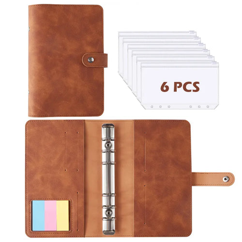 2023 Budget Binder A6 PU Leather Notebook Cash Envelopes System Set