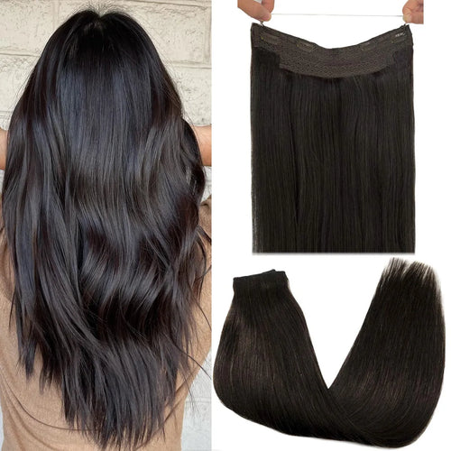 Natural Human Hair Extensions Invisible Wire Hair Extensions Straight