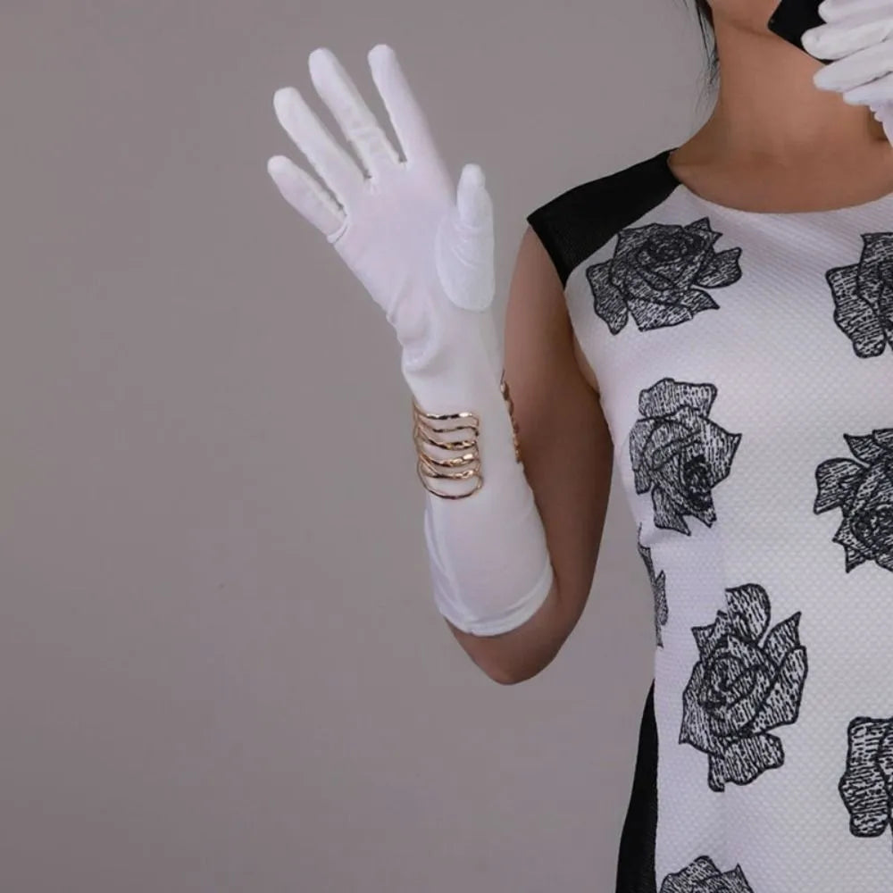 Punk Long Gloves Retro 45cm Velvet Performance Mittens Evening Dress