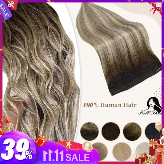 Full Shine Fish Line Hair Extensions Invisible Thread Hair Extension