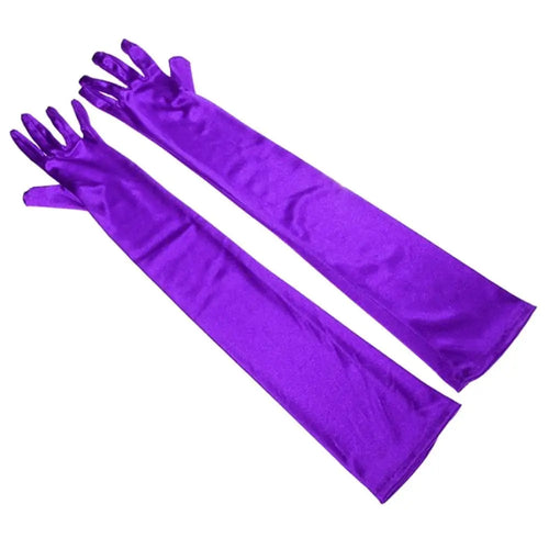 1 Pair Women's Evening Party Formal Gloves Solid Color Satin Long