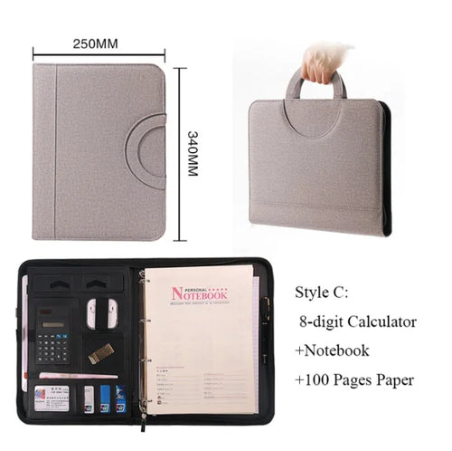 A4 Portable File Folder with Calculator Binder Organizer Manager