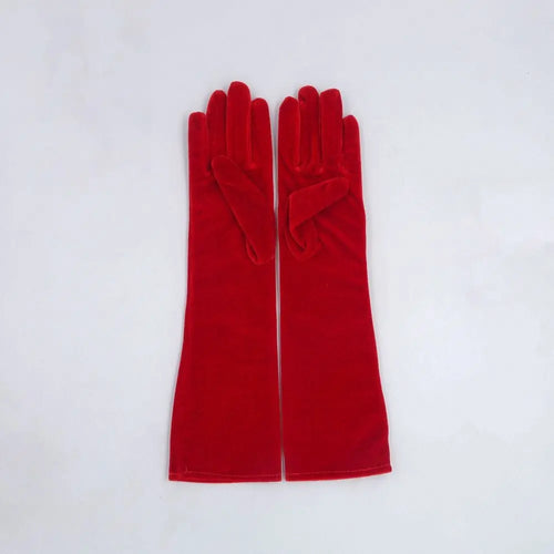 Punk Long Gloves Retro 45cm Velvet Performance Mittens Evening Dress