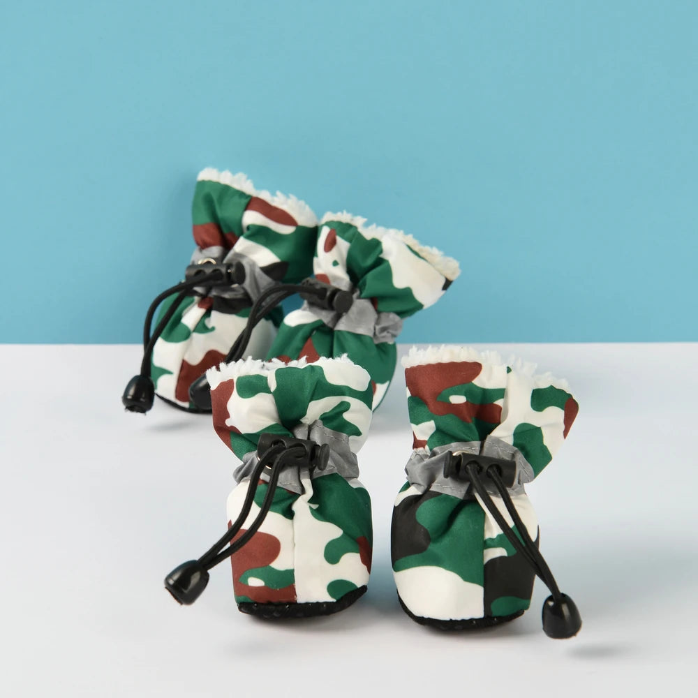 4pcs/set Waterproof Winter Pet Dog Shoes Anti-slip Rain Snow Boots
