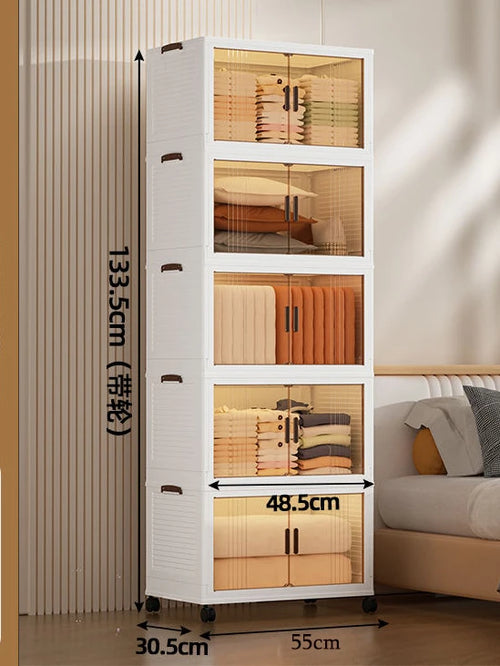 Large Double Door Open Folding Storage Box with Lid Wheels Stackable